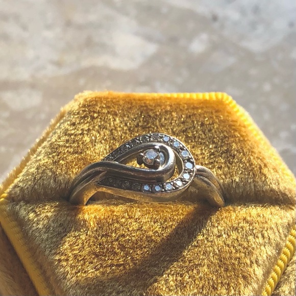 Diamond Halo 925 Sterling Silver Pear Infinity Vintage Ring - Picture 12 of 13